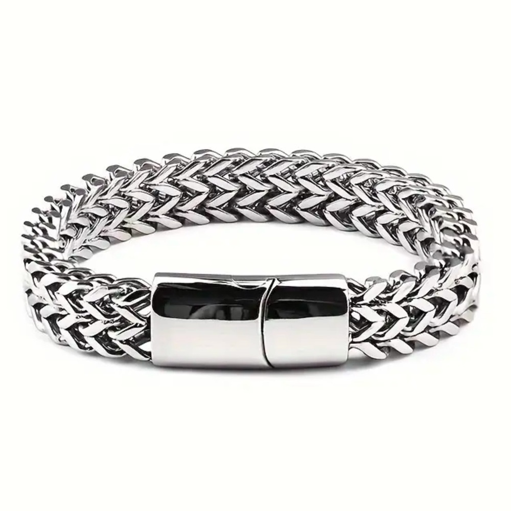 Men’s Double Layer Silver Stainless Steel Bracelet! - Picture 8 of 8